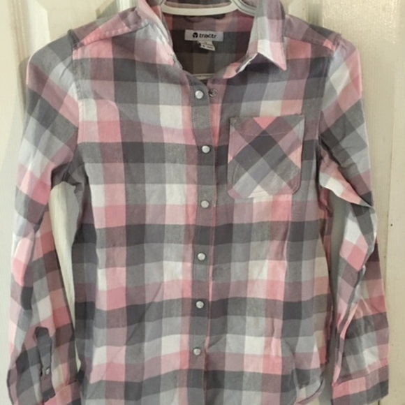 💙 Tractr Pink Plaid Shirt - Picture 1 of 1